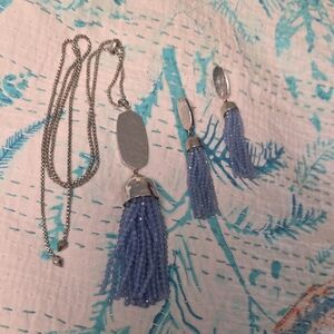 KENDRA SCOTT CRYSTAL BEADED TASSEL EARRINGS AND NECKLACE SET